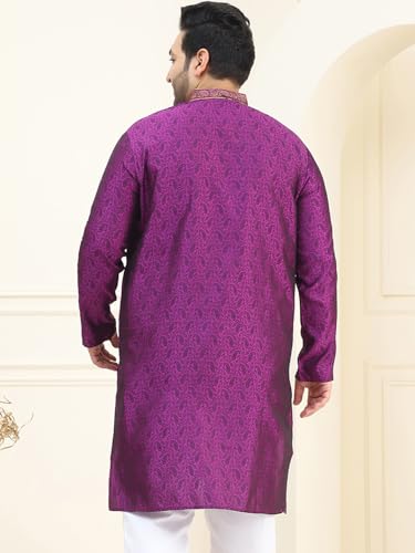 Image of SOJANYA Plus(Since 1958), Men's Silk Blend Self Design ONLY Long Kurta