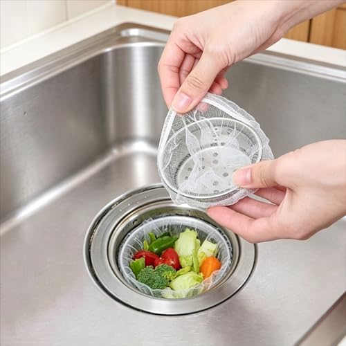 Bolsa de malla para colador de fregadero de cocina, 200 piezas