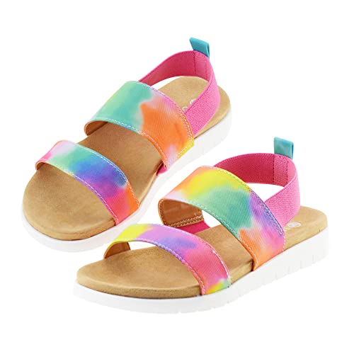 Girls Sandals Open Toe Kids Summer Flat Sandals Casual Fashion Dress Shoes with Elastic Straps