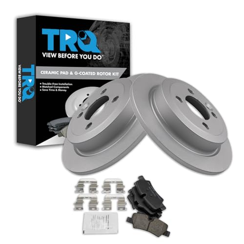 Image of TRQ Rear Brake Pad and Rotor Set Ceramic Coated Rotors Compatible with 2014-2015 Mini Cooper