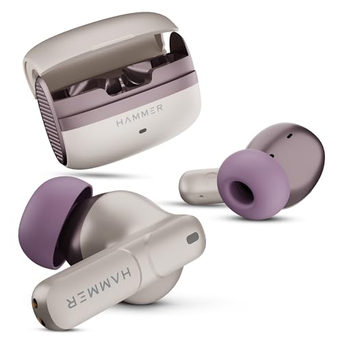 Image of (Refurbished) HAMMER Stellar Enc(Environmental Noise Cancelation)In-Ear Tws With 4 Mics For Crystal Clear Calling, Playtime 48 Hrs, Bt 5.3, Type-C Fast Charging,Metallic Tri-Color Shade, Driver Deep Bass,(Cream)