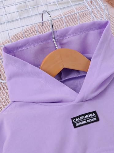 Image of Girl's Summer 3 Piece Outfits Graphic Crop Top and Camisole with Shorts Set Purple 11-12Y
