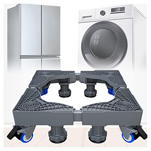 SAFAWOODES Pedestal para Secadora 41-65 Largo y Ancho Ajustable Pedestal para Lavadora Amortiguación para Lavadoras Aumentar Secadora,4 Patas-4 Ruedas