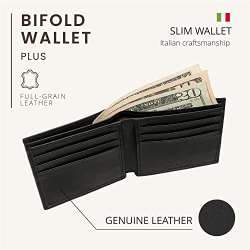 Maruse Bifold Wallet - Slim Leather Wallet – Genuine Italian Calf Leather Wallet – Elegant and Classy – Versatile and Minimalist Wallet for Men, Black2