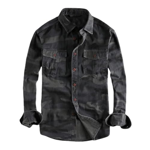 Chemise de travail homme en coton style militaire à deux poches