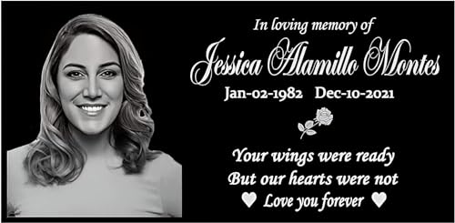 Personalized Human Memorial Stones, Black Granite Memorial Garden Stone, Gifts for Someone Who Lost a Loved One, or Pet, Dog, Cat (20x10 inches (50x25cm))