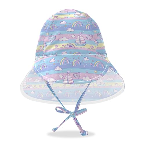 Sailboat Island Cartoon Baby Beach Hat Baby Boys' Water Hats Toddler Girl UPF 50 Neck Flap Beach Essentials