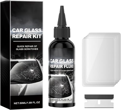 Rakiuty Kit de Reparación de Parabrisas,Liquido Parabrisas Coche,Reparador Cristal para Vidrio de Automóvil,Líquido de Reparación de Relleno para Ventana de Coche,Kit Reparar Parabrisas,50ML