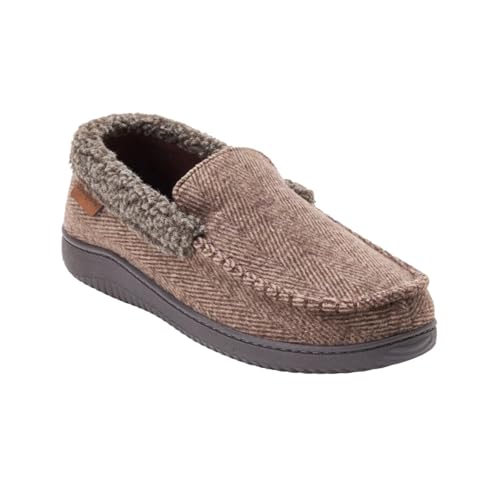 Dearfoams Men's Memory Foam Slipper (Coffee, US Footwear Size System, Adult, Men, Alpha, Medium, Medium)