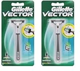 Red Gillette Vector Fits Atra Plus Razor Blade Refill Cartridge Shaver Handle Red (Pack of 2)