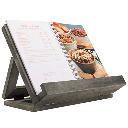 Mygift Vintage Gray Wood Folding Cookbook Stand - Reading Book Recipe Binder Tablet Laptop Holder #TOP29