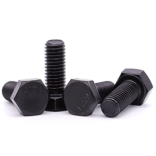 Image of M12-1.75 x 35mm Hex Bolts, High-Strength Metric Class 12.9 Steel Hex Head Screws for Valves Pumps Motors Automotive Suspension Systems, Black Oxide, Full Thread, 10-Pack