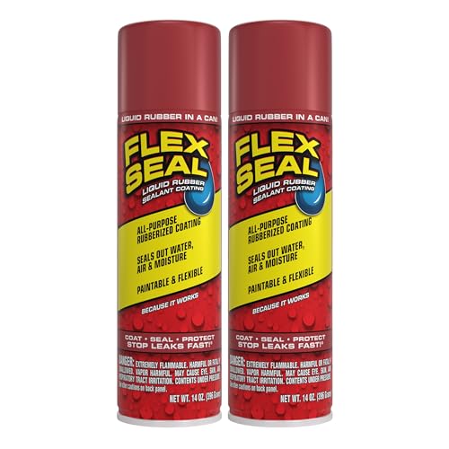 Image of Flex Seal, 14 oz, 2-Pack, Red, Stop Leaks Instantly, Waterproof Rubber Spray On Sealant Coating, Perfect for Gutters, Wood, RV, Campers, Roof Repair, Skylights, Windows, and More