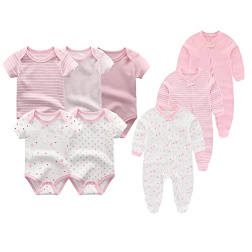 Image of ZAV Unisex Infants Clothes 5-pack Short Sleeve Bodysuits And 3-pack Baby Footed Jumpsuits