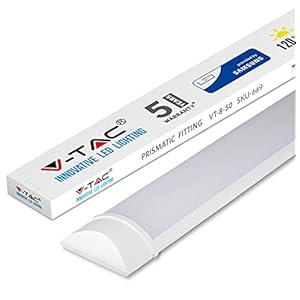 V-TAC LED Batten Light | 50W 5Ft LED Tube Lights 6400K White | Wall and Ceiling Batten Light | Shed Light, Kitchen and…
