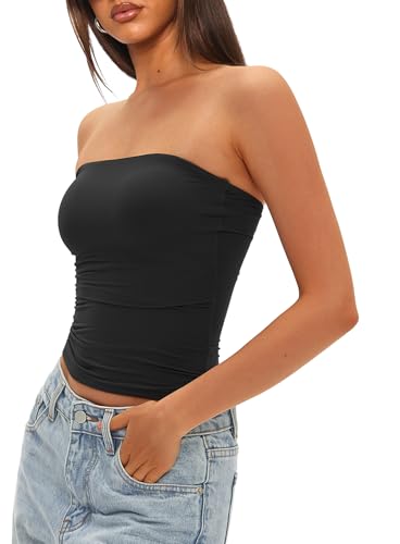 Darong Womens Padded Tube Tops Bulit in Bra Strapless Crop Tops Bandeau Double Lined Basic Going Out Tank Top4