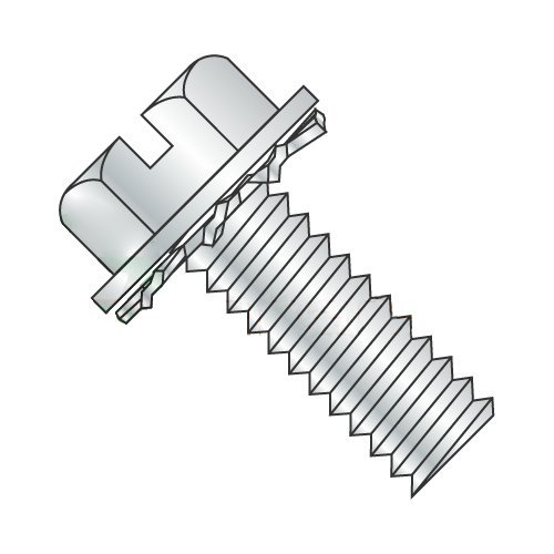 8-32 x 5/8" SEMS Screws/External Tooth Washer/Slotted/Hex Washer Head/Steel/Zinc (Carton: 6,000 pcs)