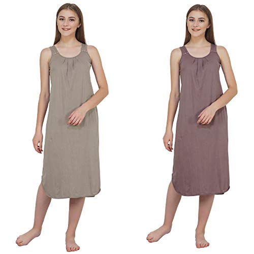 Image of BLAZON Women's Cotton Hosiery Solid Maxi Nighty Slip (Pack of 2) Available Sizes: S, M, L, XL, 2XL, 3XL, 4XL, 5XL
