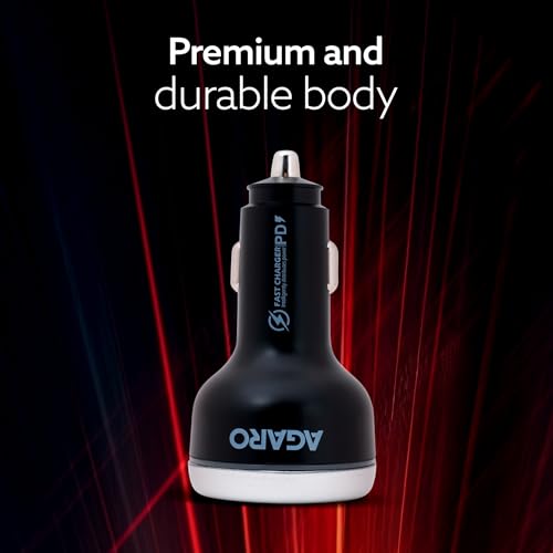 Image of AGARO Flash Car Charger, 230W, 3 Ports Fast Car Charger, Dual Type-C PD 140W + 45W, USB-A Post 45W, Supports Super-Fast Charging, for Smartphones, iPhones, Tablets, Earbuds & More - Black