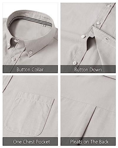 Image of J.VER Men's Oxford Shirt Solid Casual Button Down Collar Shirts Long Sleeve Dress Shirts with Pocket