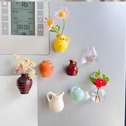 8 imanes decorativos mini florero cerámico para nevera miniatura 2