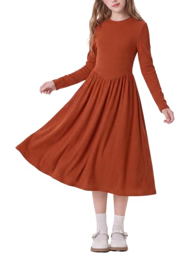 HOZIY Tween Girls Dresses 7-8 Crew Neck Casual Flowy Dress Formal School - image 1
