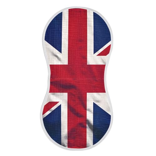 British Flag Baby Burp Cloths, Cotton Soft Absorbent Burp Cloth, Baby Bib Cloths Spit Up Rags for Newborn Boys Girls, 1 Pack, 22”x11”
