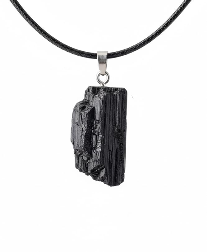 Only faith Colgante de Piedra Cuarzo Blanco Turmanlina Negra En bruto 100% Natural Genuina Sin Pulir Natural Mineral Cristal Curativo Meditación (Turmalina Negra en Bruto)