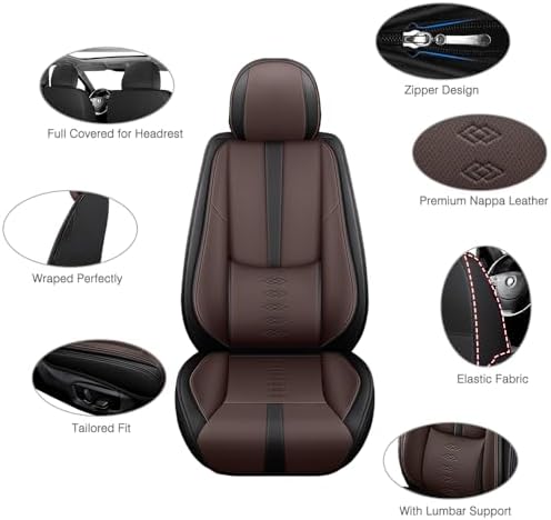 Car Seat Covers Fit for Jeep Wagoneer S 2024 2025,Front Set Leather Seat Cover,Airbag Compatible Car Seat Cushions,Waterproof Seat Covers for Cars(Brown-Black)