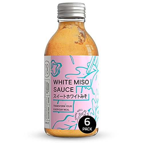 Nojó Salsa blanca de miso – Salsa vegana japonesa – Deliciosos sabores dulces y salados para verduras, freír y ensaladas – 6 botellas de vidrio de 200 ml – sin lácteos y sin gluten