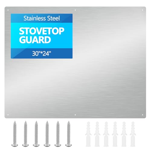 Comparison: Best Backsplash For Behind Stove 11 30”x 24” Thicken Heavy Range Hoods Stainless Steel Backsplash,Panel Splatter Guard for Stovetop,6 Pre Drilled Holes for Easy Installation,Keep the Walls Clean, Bright and Beautiful