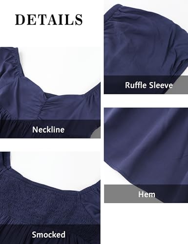 Peplum Tank Tops for Women Flutter Ruffle Short Sleeve Sweetheart Neck Cute Flowy Smocked Back Babydoll Tank Tops3