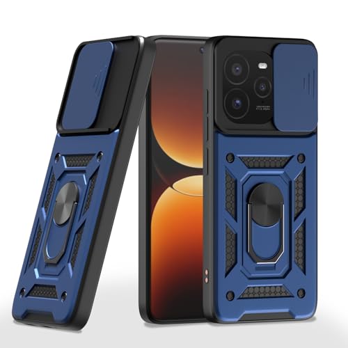 Image of Outlouders Back Cover for Realme GT 7 Pro 5G | D10 Tough Armor 360 Protection Case with Sliding Camera Shield & Ring Holder Stand Bumper Case (Blue)