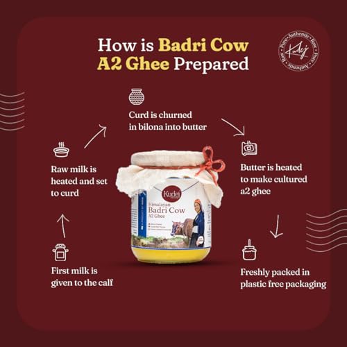 Kudej Himalayan Badri Cow A2 Ghee, 500ml | Curd-Cultured Desi Ghee | Boosts Daily Health, Uttarakhand's authentic mountain herb grazing | Eco-Friendly, Nutrient Rich | Empowers Cowherd Communities