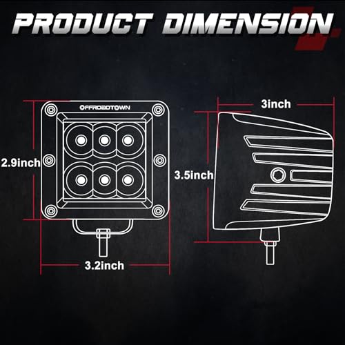Amber LED Cubes, OFFROADTOWN LED Pods 2PCS 3Inch 120W High Lumen Spot Cubes Yellow Fog Lights Off Road Driving Light Waterproof for Trucks ATV SUV Marine Front Bumper