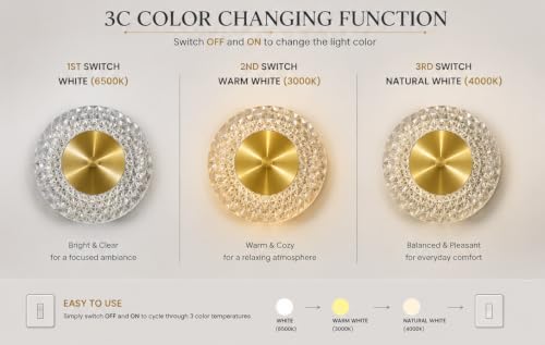 Image of FILLISKA Diamond Cut Glass Finish and Aluminium Indoor Luxurious Wall Lamp, with Adjustable Colour Temperature (Diamond Cut Gold-253)