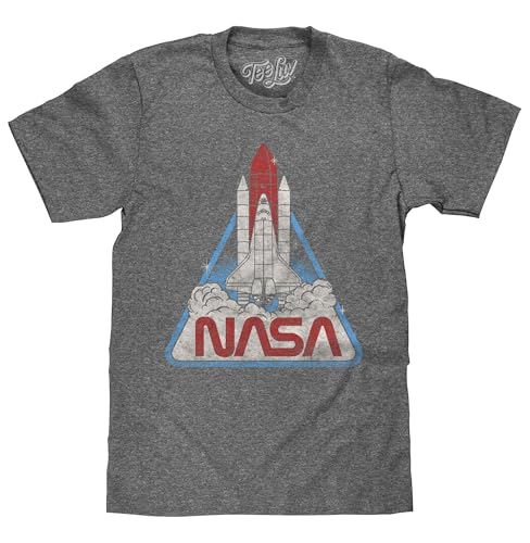 Tee Luv Men's NASA Space Shuttle Shirt - Retro NASA Worm Logo T-Shirt
