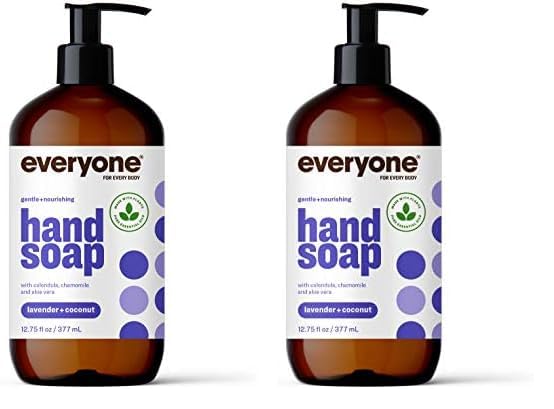 Image of Everyone Liquid Hand Soap, 12.75 Ounce (Pack of 2), Lavender and Coconut, Plant-Based Cleanser with Pure Essential Oils
