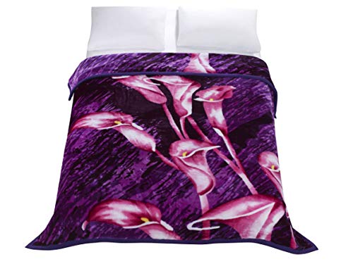 HIG Premium Thick Blanket with Double Layer Reversible Plush Raschel Blanket Calla Lily