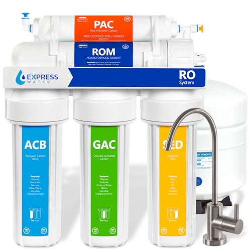Image of Express Water Reverse Osmosis Water Filtration System - 5 Stage RO Water Filter System with Faucet and Tank - Under Sink Water Filter - 100 GPD
