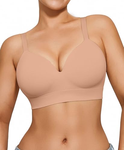 Popilush Wireless Seamless Bras for Women Soft Foam Cups Bralette No Wire Support Comfort T Shirt Bra