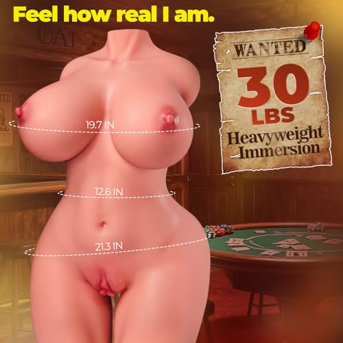 Image of 30LB Full Size Sex Doll Torso with Flexible Skeleton & Dual Channels | Realistic Male Masturbator Love Sex Toy with Big Boobs, Fat Ass, Body-Safe TPE, Adjustable Legs and Realistic Skin Feel