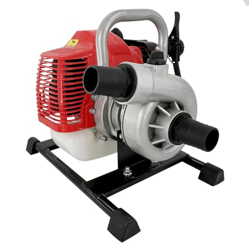 DEVALLEY Gas Water Pump 1.5 Inch 2 Stroke,52cc Gas Powered High Pressure Pump 131ft Lift And 19.7ft Suction 1.7kw,Trash Water Pump Irrigation Pump For Farmland Garden