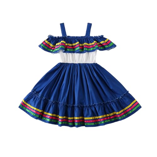 Opiniones de Ropa de Hípica para Niña Top 10. 49 Vestido mexicano para niñas pequeñas, vestido étnico Cinco de Mayo, Azul, 4 Años