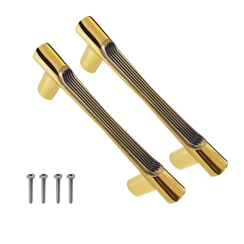 Image of VOLO Wardrobe Cabinet Handle - Sleek Pull Handle for Drawers, Wardrobes, Sliding Doors, and Cabinets in Kitchen, Bedroom, and Office (R-241) (1, Antique Gold, 96MM (4 Inch))