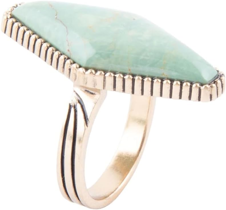 Barse Jewelry Trillion Green Turquoise Golden Ring