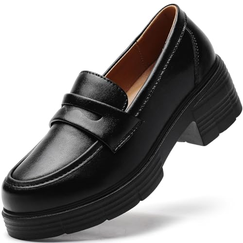 TKKAE Loafers for Women Women's Penny Platform Chunky Loafers Slip-Ons