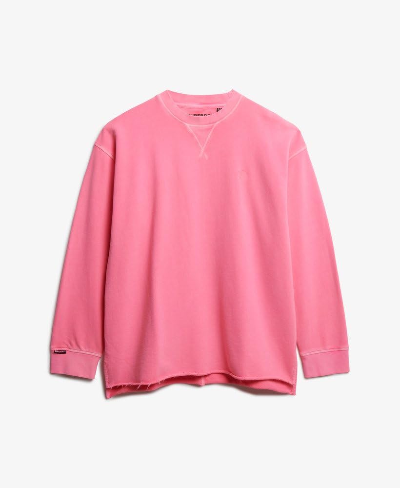 Superdry Damska bluza studencka z okrągłym dekoltem neonowy róż 44