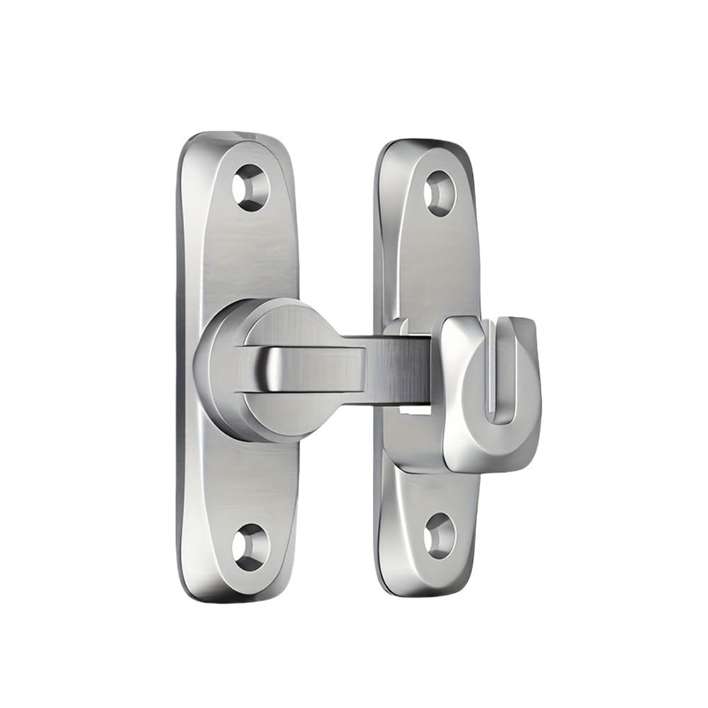 Miunihuooo Silver 2Pcs 180 Flip Door Latches,Rotating Aluminum Privacy Door Bolt,Thickened Anti Rust Locks