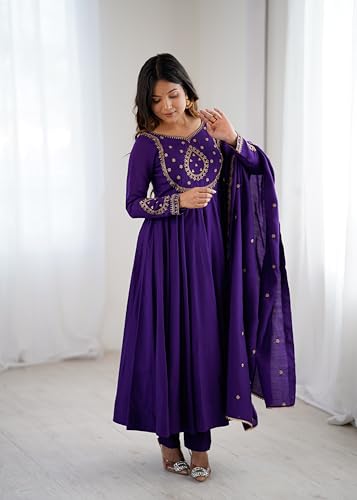 Image of ZUVAANYA Ready To Wear Indian /Pakistani Party Wear Women's Embroidery Faux Georgette Anarkali Floral Gown For Women